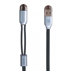Cablu USB Remax Binary Lightning+Micro cable Black