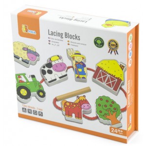 Развивающий набор Viga Lacing Blocks Farm (59548)
