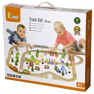Set jucării transport Viga Train Set 90pcs (50998)