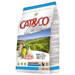 Hrană uscată pentru pisici Adragna Cat&Co Wellness Adult Sensible Fish and rice 10kg