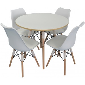 Set masă și scaune Evelin DT-401+ LC 001 White Matt /White