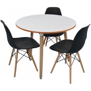 Set masă și scaune Evelin DT-404 + LC 021 White Matt /Black