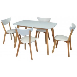 Set masă și scaune Evelin Cooper + Cameron Bella beech/White