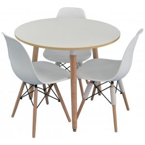 Set masă și scaune Evelin DT-404 + LC 021 White Matt /White