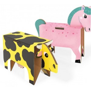 Puzzle 3D-constructor Quercetti Pop Out Horse&Cow (512)