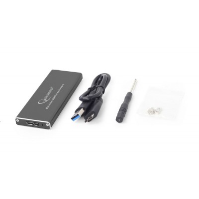 M.2 SSD External case Gembird EE2280-U3C-01, Type 2230, 2242, 2260, 2280 (for 22 mm), USB 3.0 Micro-B  interface, Black, 102mm x 37mm x 10mm