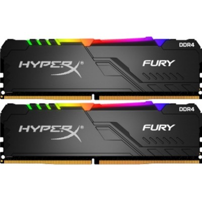 16GB (Kit of 2*8GB) DDR4-3466  Kingston HyperX® FURY DDR4 RGB, PC27700, CL16, 1.2V, Auto-overclocking, Asymmetric BLACK heat spreader, Dynamic RGB effects featuring HyperX Infrared Sync technology, Intel XMP Ready  (Extreme Memory Profiles)