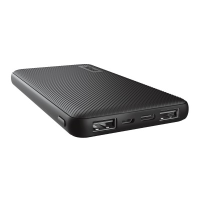 10000mAh Power bank - Trust Primo, Black, Fast-charge with maximum speed via USB-C (15W) or USB-A (12W). Charging speed varies between devices
