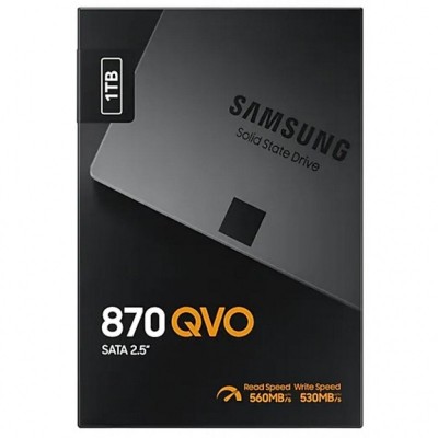 2.5" SSD 1.0TB  Samsung SSD 870 QVO, SATAIII, Sequential Reads: 560 MB/s, Sequential Writes: 530 MB/s, Max Random 4k: Read: 98,000 IOPS / Write: 88,000 IOPS, 7mm, Cache 1GB LPDDR4, Samsung MKX controller, V-NAND 4bit MLC