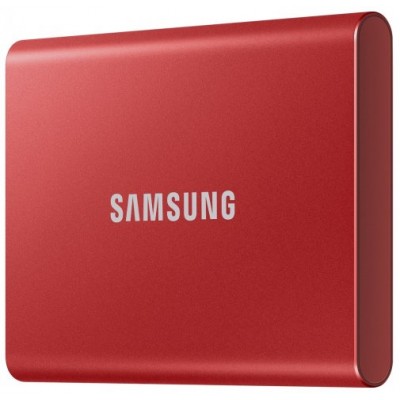 M.2 External SSD 1.0TB  Samsung T7 USB 3.2, Red, USB-C, Fingerprint Security, Includes USB-C to A / USB-C to C cables, Sequential Read/Write: up to 1050/1000 MB/s, V-NAND (TLC), Windows/Mac/PS4/Xbox One compatible, Light, Portable, Durable