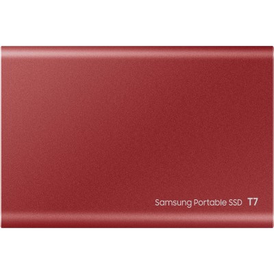 M.2 External SSD 1.0TB  Samsung T7 USB 3.2, Red, USB-C, Fingerprint Security, Includes USB-C to A / USB-C to C cables, Sequential Read/Write: up to 1050/1000 MB/s, V-NAND (TLC), Windows/Mac/PS4/Xbox One compatible, Light, Portable, Durable