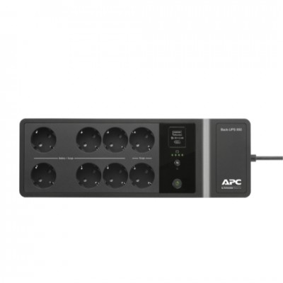 APC Back-UPS BE850G2-RS, 850VA/520W, 8 x CEE 7/7 Schuko (6 Battery Backup, all 6 Surge Protected), 1 x USB-A/ 1 x USB Type-C charging port, RJ-45 Data Line Protection