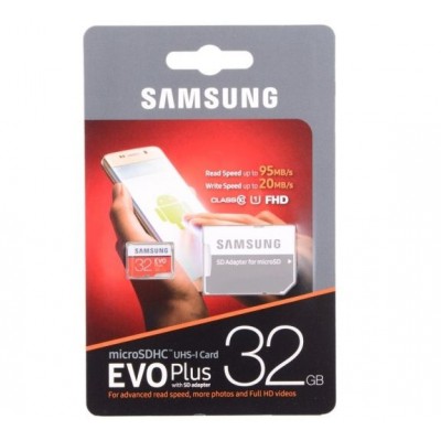 32GB microSD Class10 A1 UHS-I  Samsung EVO Plus, 633x, Up to: 100MB/s
