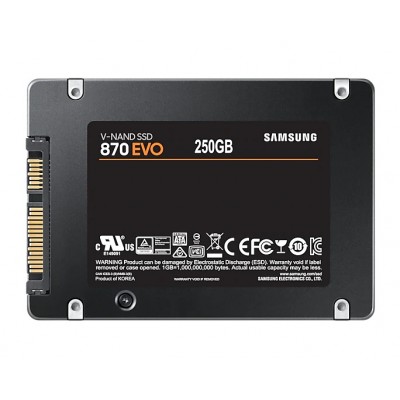 2.5" SSD 250GB  Samsung SSD 870 EVO, SATAIII, Sequential Reads: 560 MB/s, Sequential Writes: 530 MB/s, Max Random 4k: Read: 98,000 IOPS / Write: 88,000 IOPS, 7mm, 512MB LPDDR4 Cache, Samsung MKX controller, V-NAND 3bit MLC