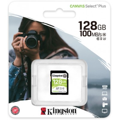 128GB SD Class10 UHS-I U1 (V10)  Kingston Canvas Select Plus, Read: 100MB/s. Write: 85MB/s