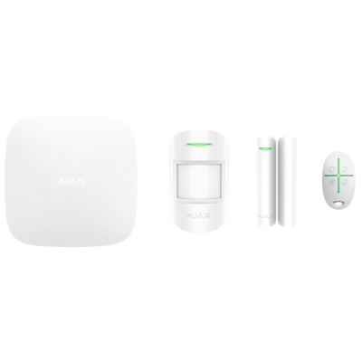 Ajax Wireless Security StarterKit, White, (Control Hub, Motion Detector, Opening Detector, Key fob)