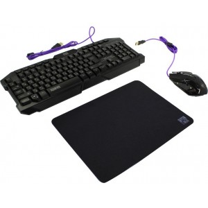 Gaming Keyboard & Mouse & Mouse Pad Qumo Mystic, Fn hotkeys, backlight, Black, USB