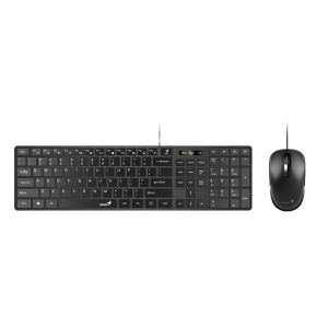 Keyboard & Mouse Genius SlimStar C126, Chocolate keys, Brushed metal look, Fn keys, Black, USB 