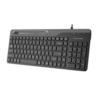 Keyboard A4Tech FK25, Multimedia, Ultra-Slim, Smartphone Cradle, Chocolate Keycaps, Black, USB