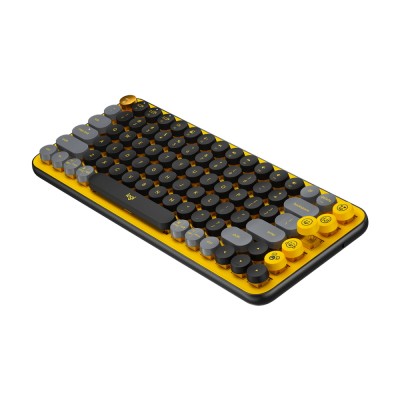  Wireless Keyboard Logitech POP Keys, Mechanical, Compact design, Emoji Keys, 2xAAA, BT/2.4, Yellow 