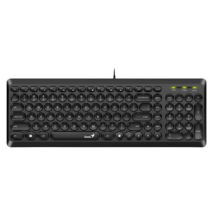 Keyboard Genius SlimStar Q200, Low-profile, Slim Round Key, Fn Keys, Black, USB