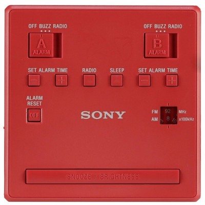  SONY  ICF-C1T, Red, Clock Radio with dual alarm, AM/FM