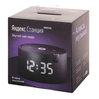 Yandex station mini YNDX-00020K  Black with clock.