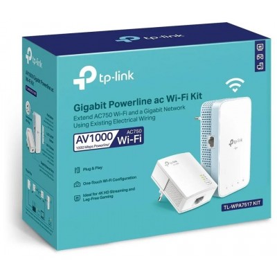 Powerline Adapter/Access Point Wi-Fi AC TP-Link, TL-WPA7517 KIT, AV1200, 1xGbit Port