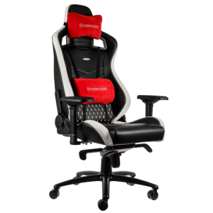 Игровое кресло Noble Epic NBL-RL-EPC Black/Red/White Real Leather,  Max load 120kg / height 165-180cm