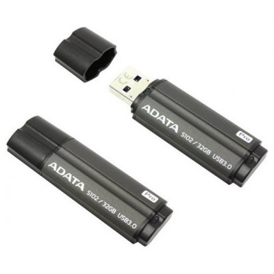  32GB USB3.1 Flash Drive ADATA "S102 Pro", Titanium-Gray, Aluminum, Classic Cap (R/W:90/25MB/s)