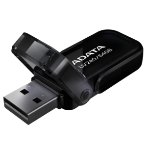  64GB USB2.0 Flash Drive ADATA "UV240", Black, Plastic, Flip Cap (R/W:20/10MB/s)