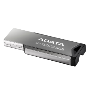 128GB USB3.1 Flash Drive ADATA "UV350", Silver, Metal Case, Slim Capless, Keychain (R/W:60/30MB/s)