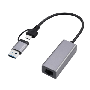 USB 3.1 + type-C Gigabit network adapter Cablexpert, Space grey, A-USB3AC-LAN-01