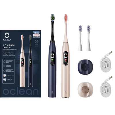 Electric Toothbrush Oclean X pro Digital Duo Set ,Gold/DarkBlue