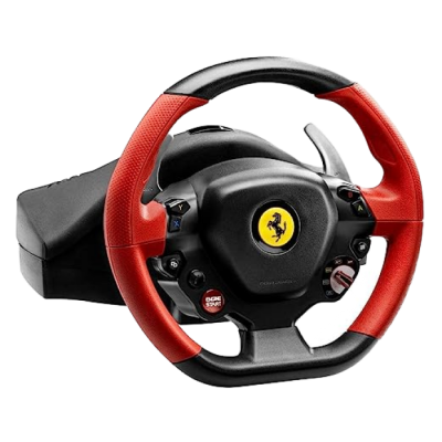 Wheel Thrustmaster Ferrari 458 Spider, 240 degree, Two 100%-metal paddle shifters. 2-pedal pedal set