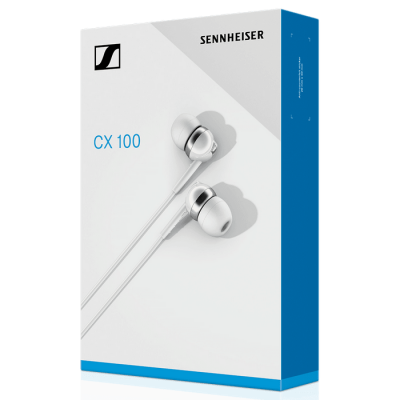 Earphones Sennheiser CX  100, White, 3pin 3.5mm mini-jack, 4 ear adapter: XS, S, M, L
