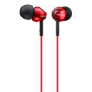 Earphones  SONY  MDR-EX110AP, Mic on cable,  4pin 3.5mm jack L-shaped, Cable: 1.2m Red