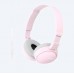 Headphones  SONY  MDR-ZX110AP, Mic on cable,  4pin 3.5mm jack L-shaped, Cable: 1.2m Pink