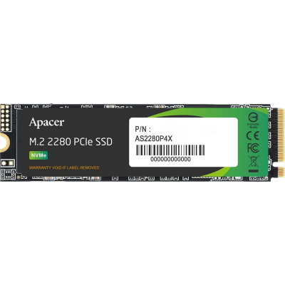 .M.2 NVMe SSD 1.0TB  Apacer AS2280P4X [PCIe 3.0 x4, R/W:2100/1700MB/s, 530K/420K IOPS, 350TB,3D TLC]