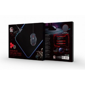 Gaming Mouse Pad  GMB  MP-GAMELED-M,  350 × 250 × 4mm, Natural rubber foam + Fabric, RGB, Black