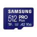 512GB MicroSD (Class 10) UHS-I (U3) +SD adapter, Samsung PRO Plus "MB-MD512SA" (R/W:180/130MB/s)