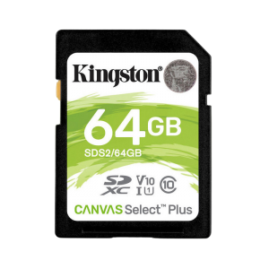 .64GB  SDXC Card (Class 10) UHS-I, U1, Kingston Canvas Select Plus "SDS2/64GB" (R:100MB/s)