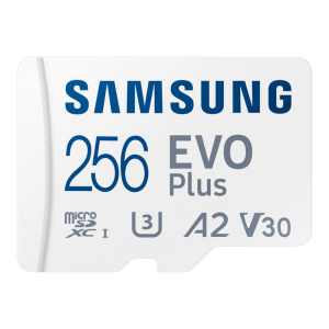 256GB MicroSD (Class 10) UHS-I (U3) +SD adapter, Samsung EVO Plus 2024 "MB-MC256SA" (R:160MB/s)