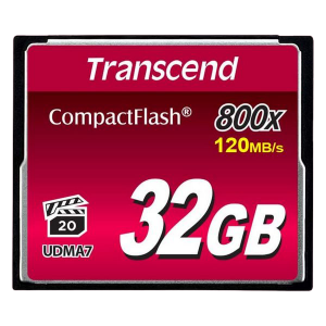 .32GB CompactFlash Card, Hi-Speed  800X, Transcend "TS32GCF800" (R/W: 140/65MB/s)
