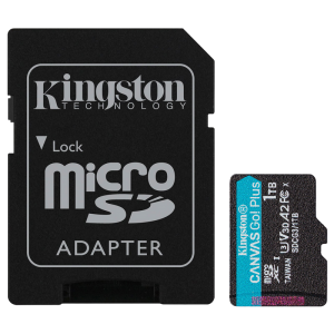 1.0TB MicroSD (Class 10) UHS-I (U3) +SD adapter, Kingston Canvas Go! Plus "SDCG3/1TB" (170/90MB/s)
