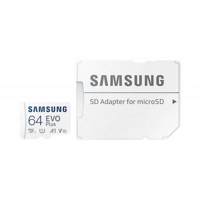 .64GB MicroSD (Class 10). UHS-I (U1)+SD adapter, Samsung EVO Plus "MB-MC64KA" (R:130MB/s)