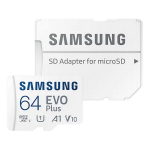 .64GB MicroSD (Class 10). UHS-I (U1)+SD adapter, Samsung EVO Plus "MB-MC64KA" (R:130MB/s)