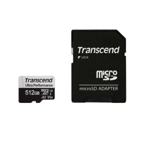512GB MicroSD (Class 10) UHS-I (U3),+SD adapter, Transcend TS256GUSD340S (V30, A2, R/W:160/125MB/s)