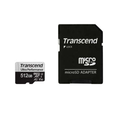 512GB MicroSD (Class 10) UHS-I (U3),+SD adapter, Transcend TS256GUSD340S (V30, A2, R/W:160/125MB/s)
