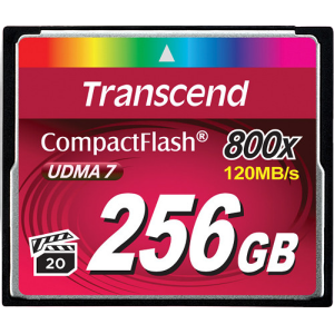 256GB CompactFlash Card,  Hi-Speed  800X, Transcend "TS256GCF800" (R/W: 120/60MB/s)